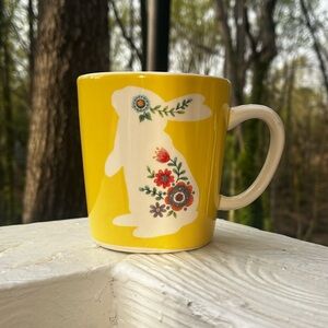 Bico Vintage Floral Bunny Yellow Ceramic Mug
